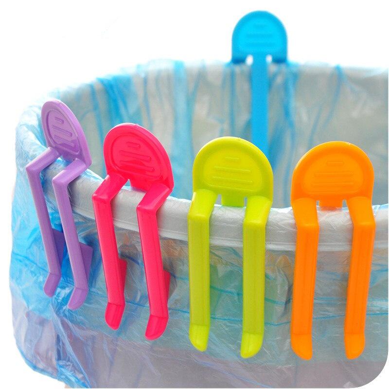 5 pcs/set Creative Candy Color Trash Cans Side Clip Garbage Bags Fixed Clip
