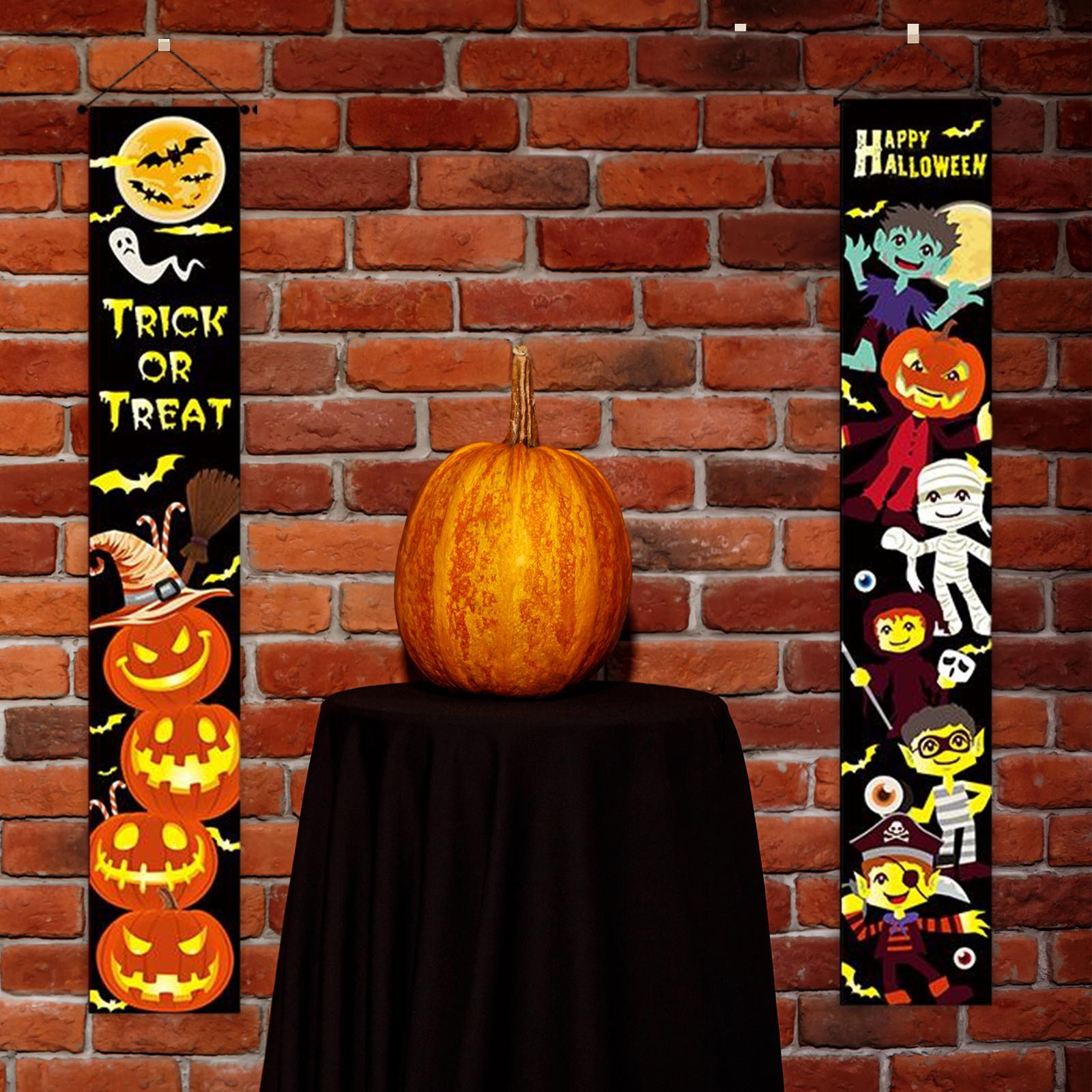 Hanging Banners Halloween Couplet Scary Decorative Sign Outdoor Flag for Party Carnival Haunted House Front Door Outside Yard