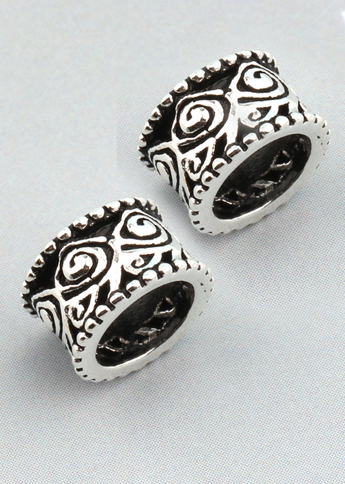 Combo 2 cái charm bạc chặn hình hoa văn - Ngọc Quý Gemstones
