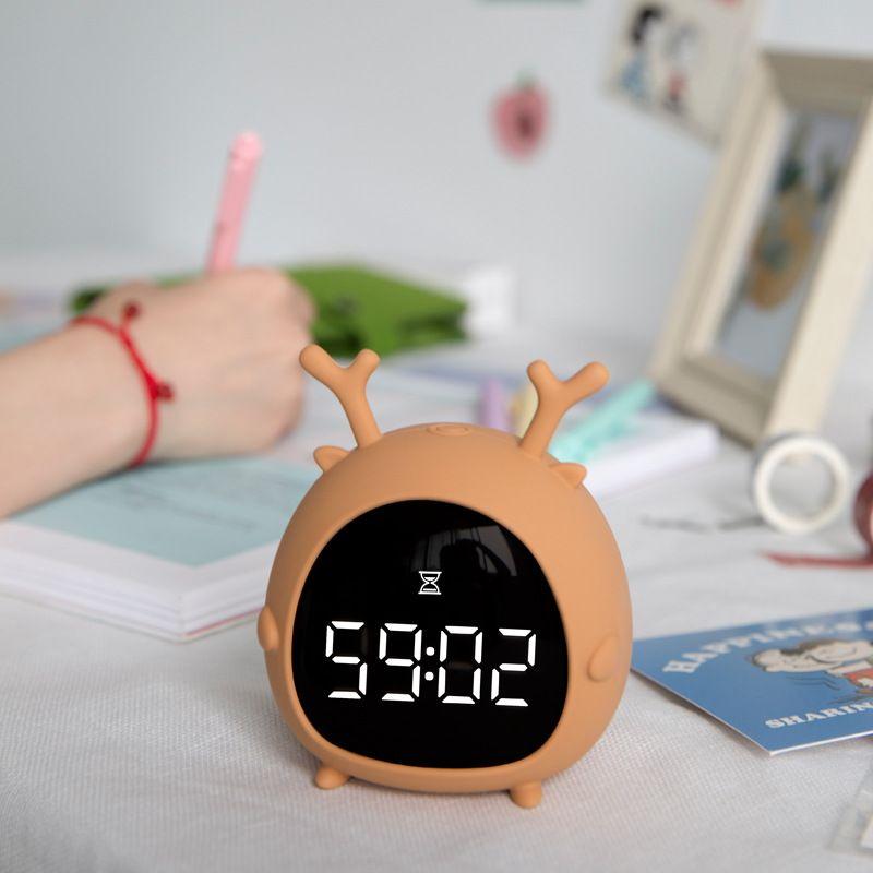 Đồng hồ báo thức thông minh Đồng hồ điện tử hình động vật Cảm ứng âm thanh đổi màu Thể hiện nhiệt độ