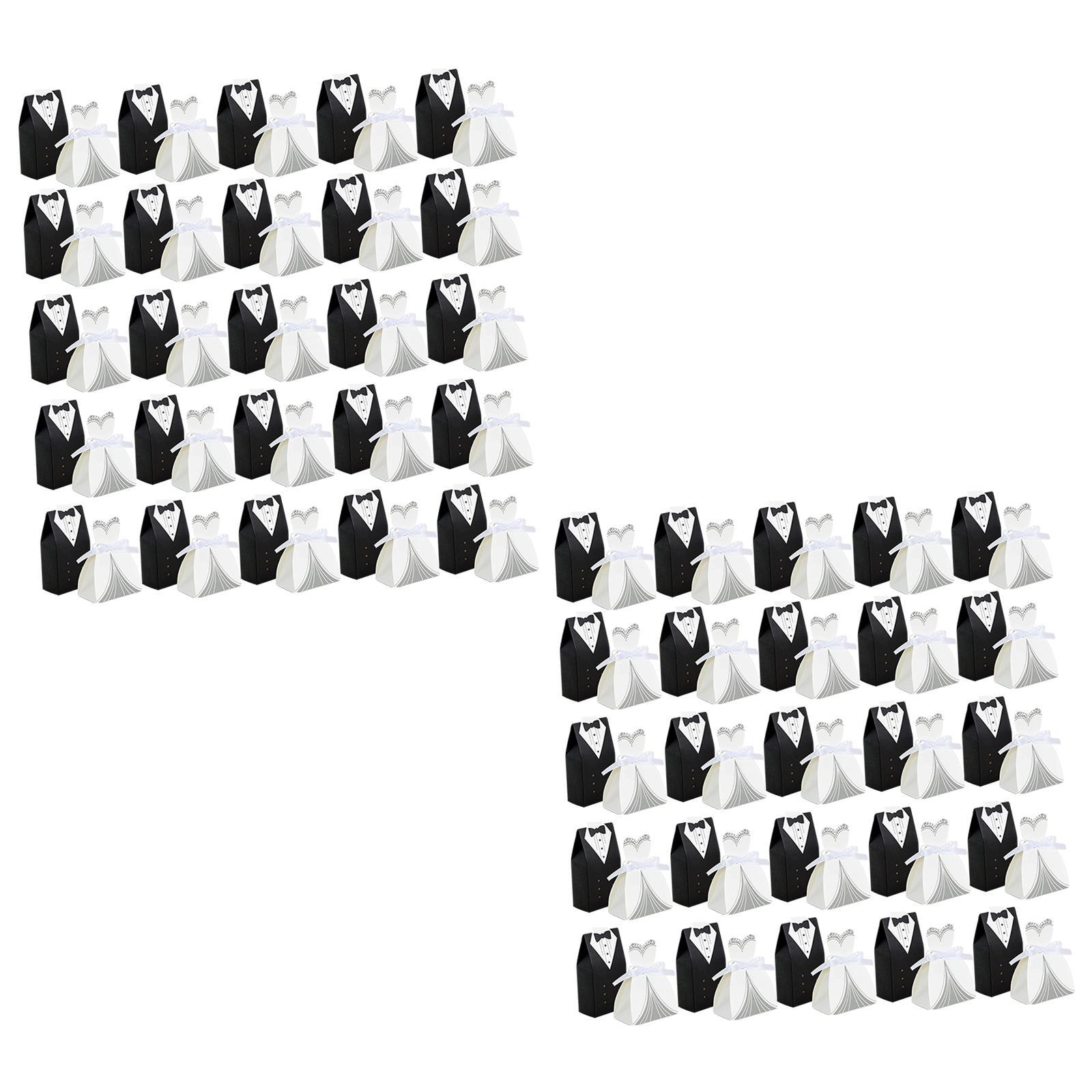 100x Candy Boxes Bride and Groom Favor Boxes for Party Guests Bridal Shower