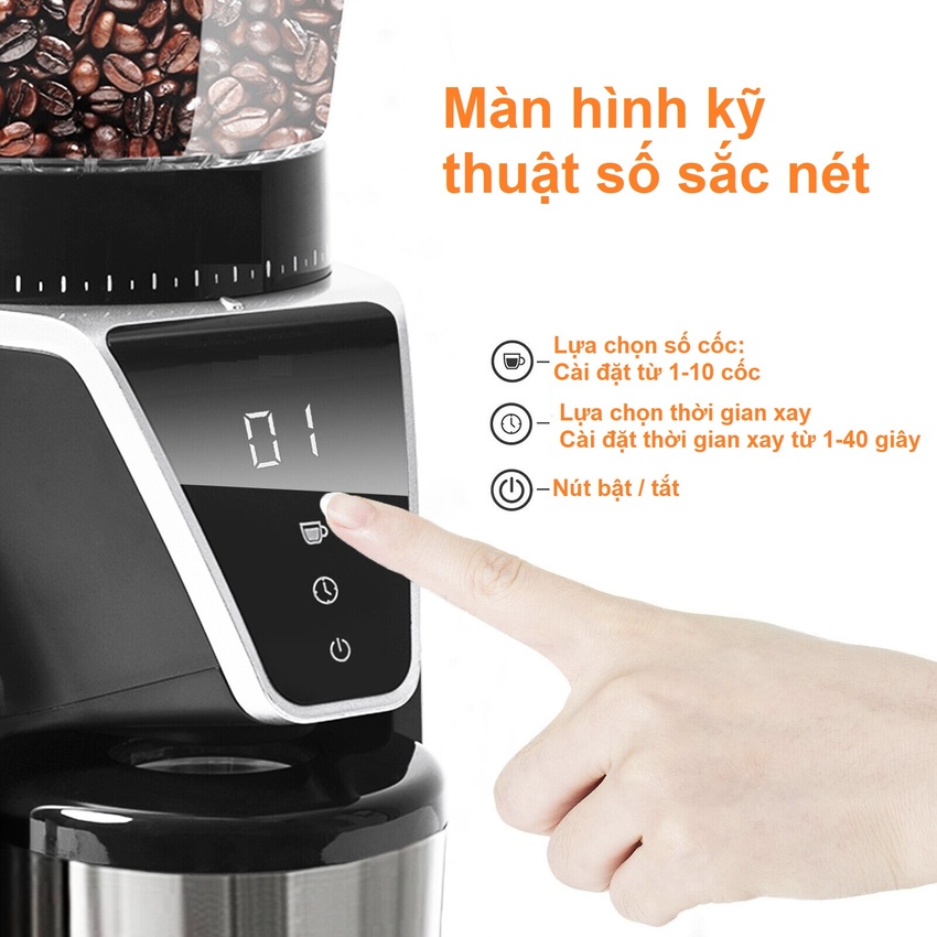 Máy xay hạt cà phê Espresso 31 chế độ Olodo cao cấp CG-001, công suất 165W