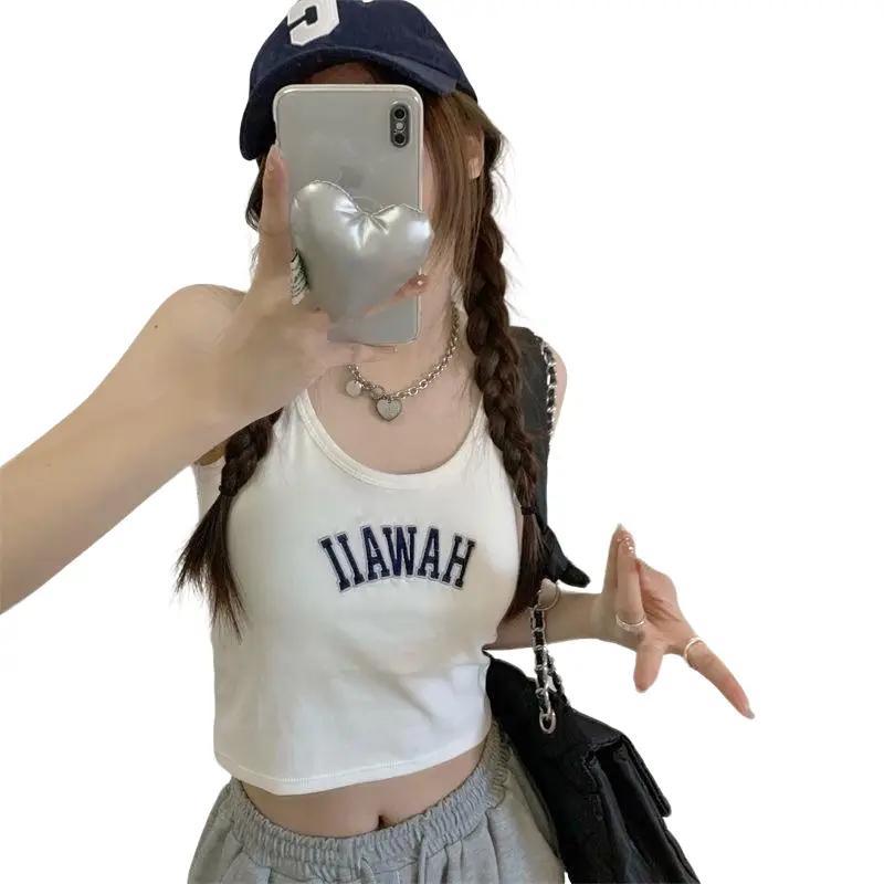 Áo ba lỗ chữ Hawaii có đệm mút liền áo, dáng croptop Tank Top, chất thun tăm cogiãn, nhiều màu để lựa chọn. Nữ Women Cotton Dáng Ngắn