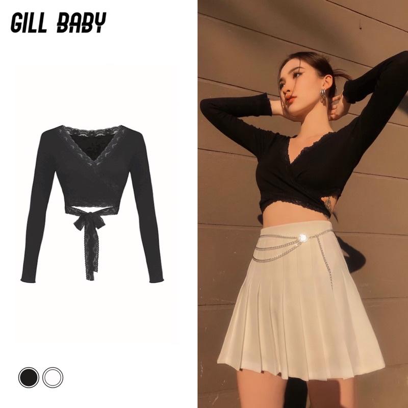 GILLBABY | Áo croptop đắp chéo cột dây quyến rũ năng động dễ thương mặc được 4 kiểu (ELINA TOP