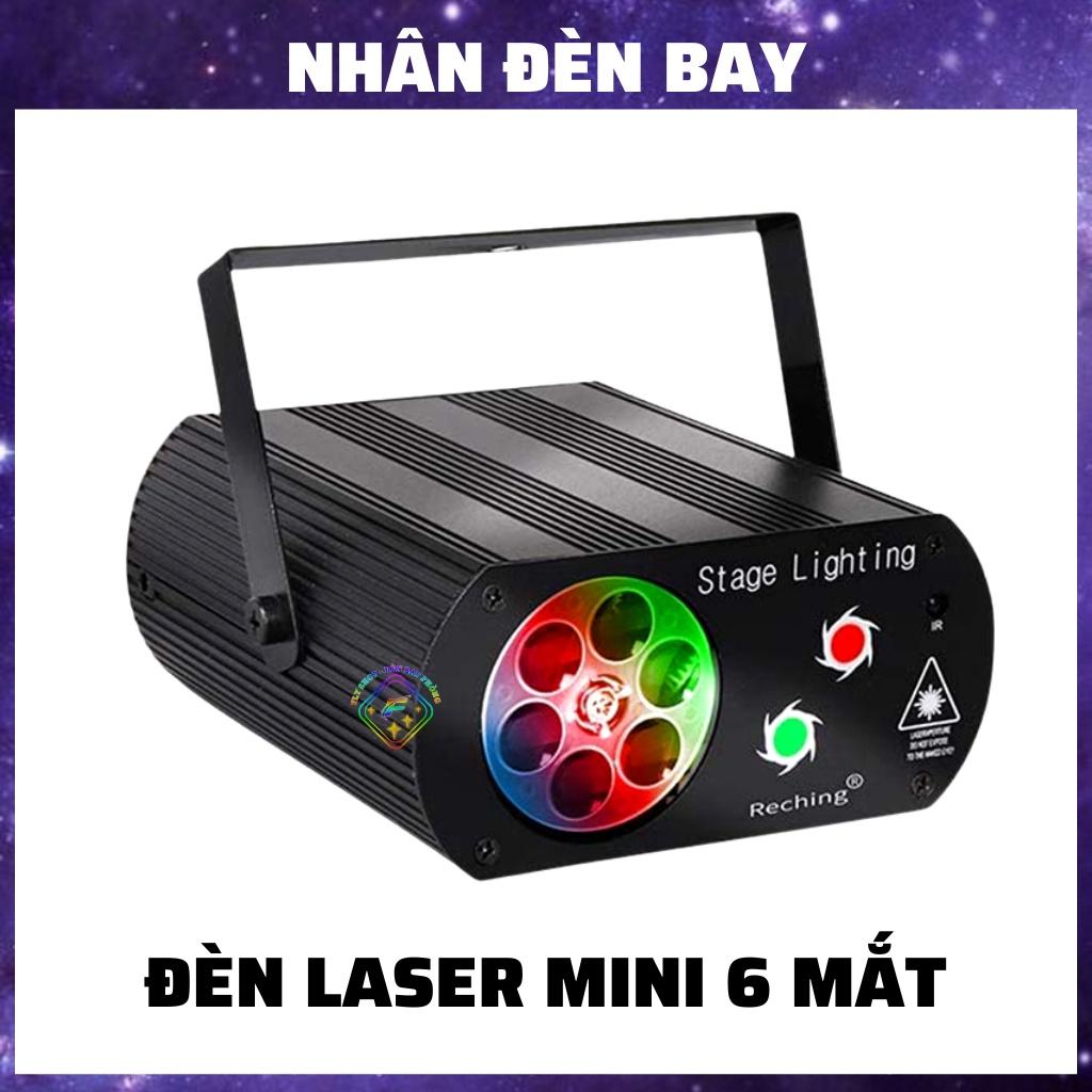 Đèn Laser MINI 6 Mắt Hiệu Ứng Băng Tuyết, Hoa Lá Cảm Biến Nhạc Dùng Cho Phòng Bay, Phòng Ngủ