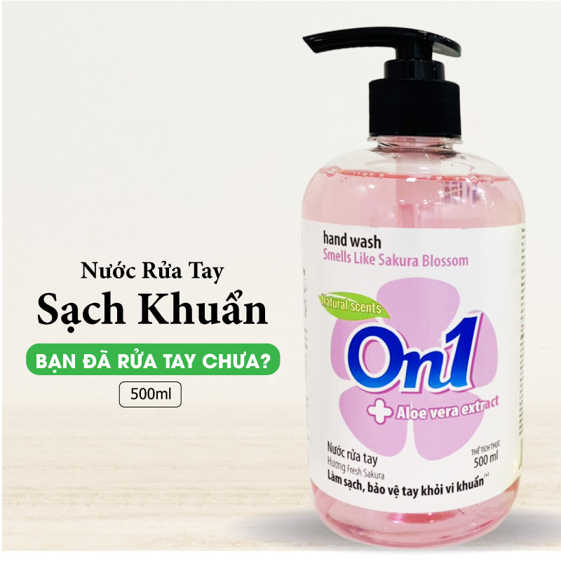 COMBO 2 Chai Nước rửa tay sạch khuẩn On1 hương Fresh Sakura (2 chai x 500ml) RT506