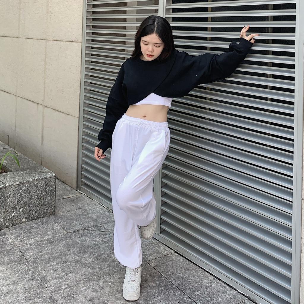 Áo Croptop Tay Dài Form Rộng Nữ Ullzang, Áo Croptop Dài Tay NQ30store Unisex