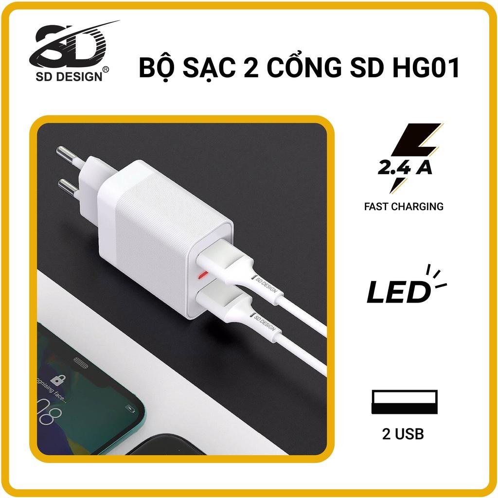 Bộ Củ+ cáp sạc SD DESIGN HG01 đầy đủ chân sạc ,TypeC,Micro cho mọi ĐT ip,ss,..
