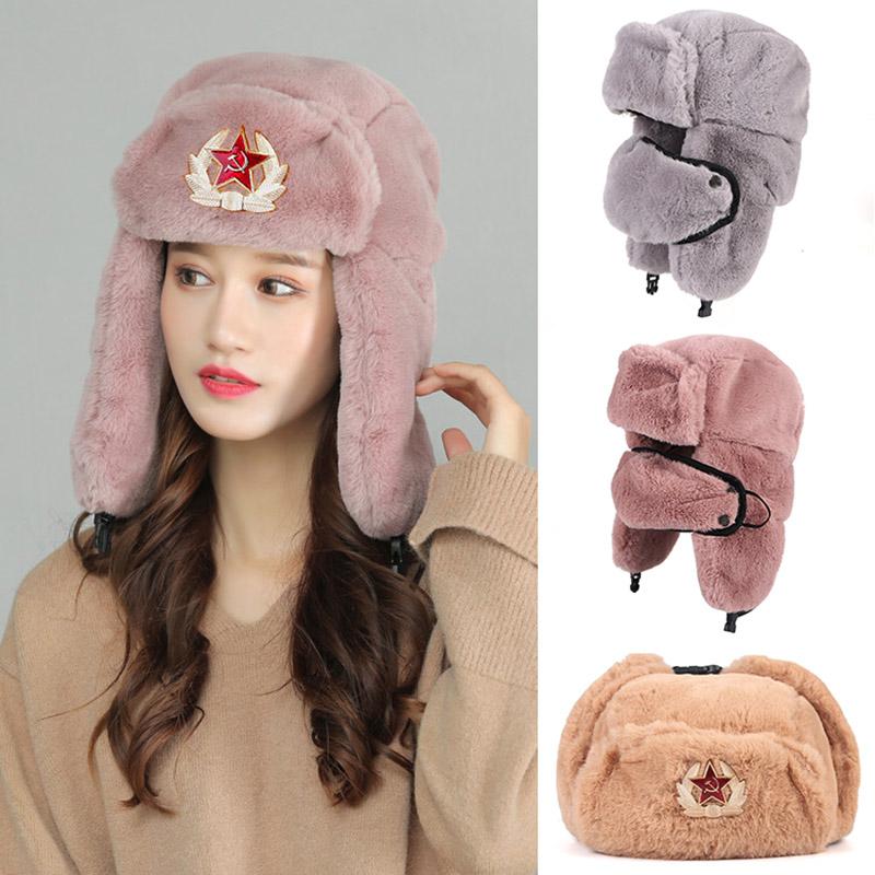 2021 Ushanka Phi Công Máy Bay Ném Bom Mũ Ấm Áp Bộ Lông Mùa Đông Huy Hiệu Liên Xô Nón Nữ Bẫy Bắt Trooper Mũ QUÂN ĐỘI NGA Earflap Mặt Nạ Tuyết mũ Lưỡi Trai