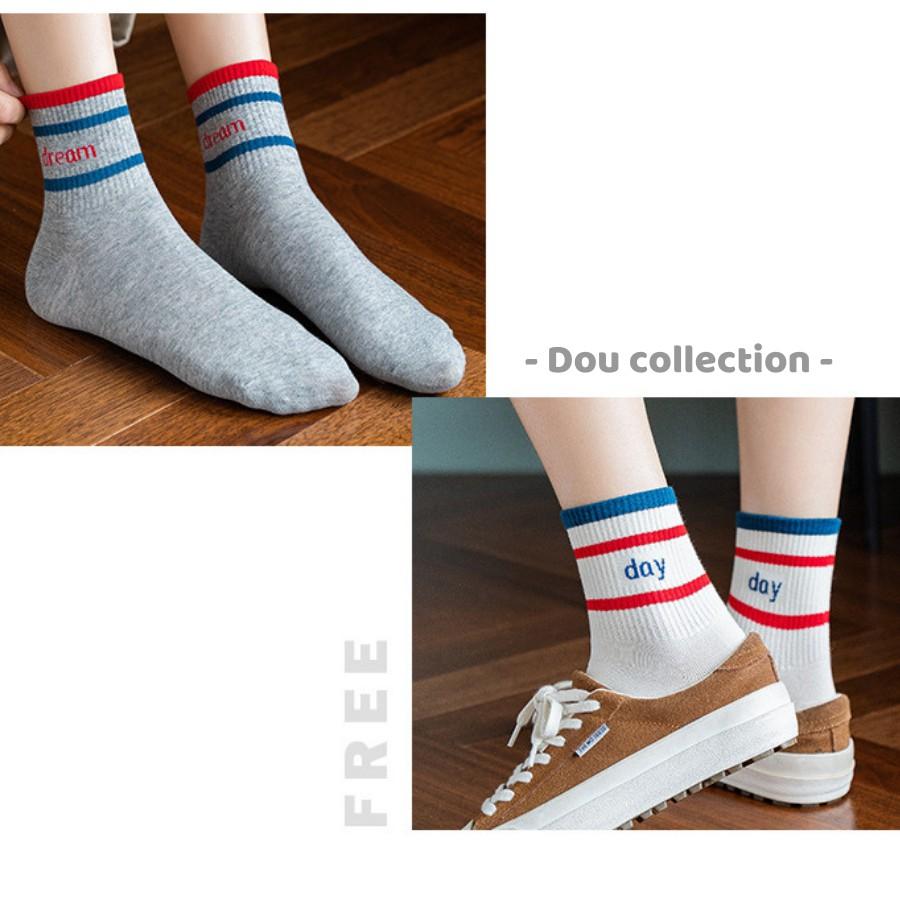 Vớ Tất Nam Nữ Cổ Cao Cotton Họa Tiết "Day Dream" Phong Cách Nhật Bản Dễ Thương - Mã TV012