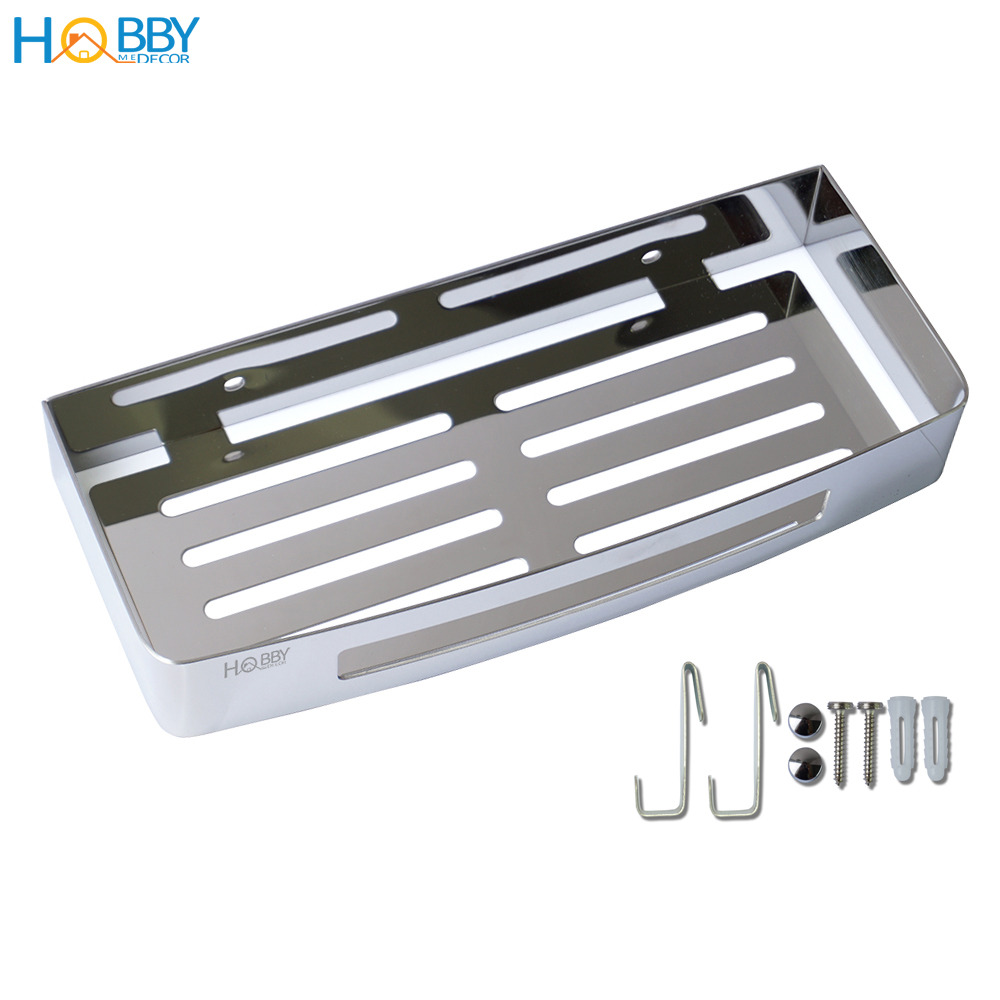 Kệ chữ nhật để đồ phòng tắm khoan tường inox 304 Hobby Home Decor KCN2 mẫu dày không rỉ sét