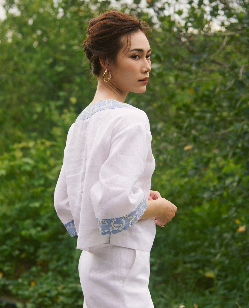 Áo Linen Thêu Thảo TOP233 thời trang thiết kế Hity