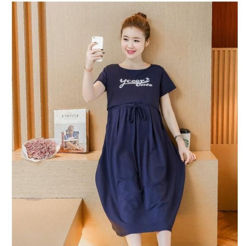 Đầm bầu và sau sinh cho con ti vải thun mát mịn 75kg đổ lại