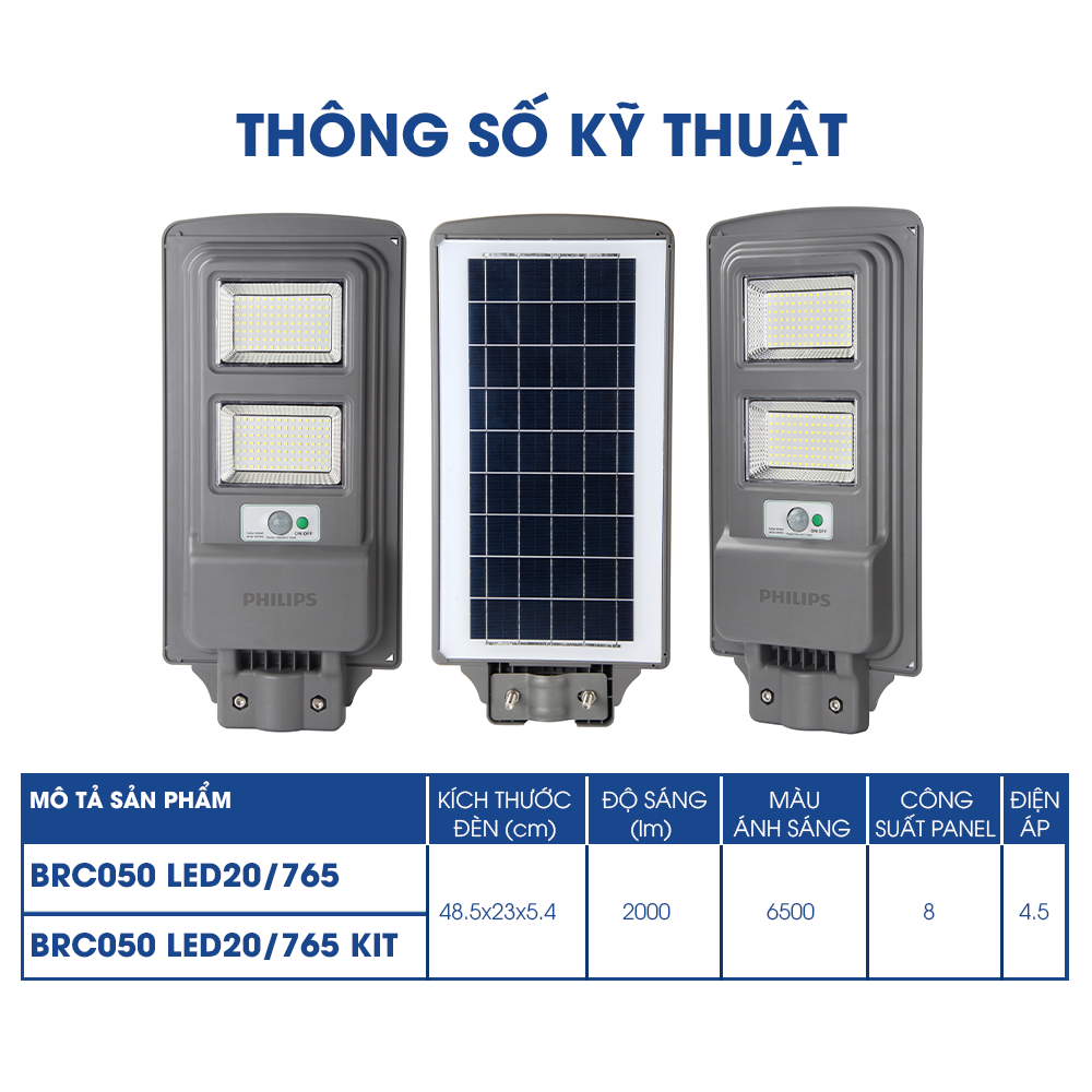 Đèn đường Philips Deco Solar All-in-One streetlight BRC050 LED40/ LED20/ LED10