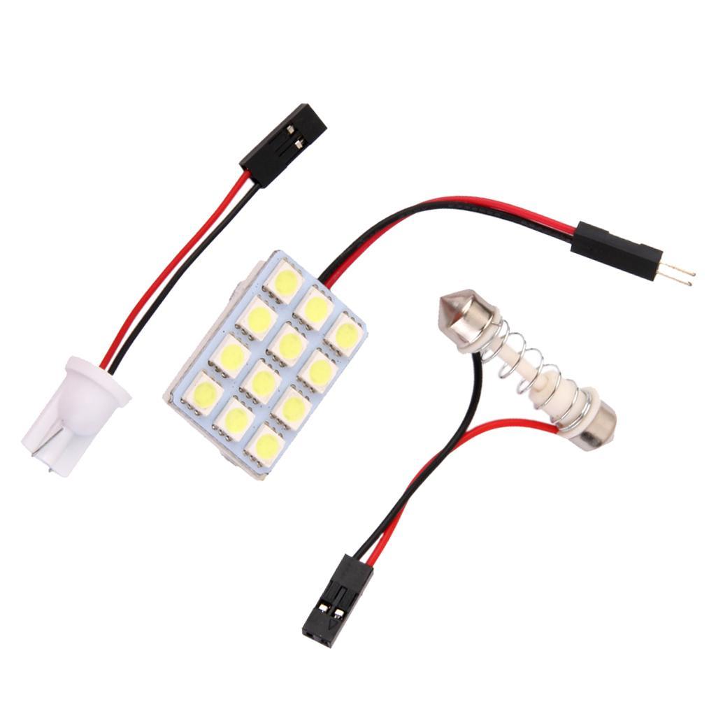 Car Interior Light Panel 12 SMD LED 5050 Bulb T10 BA9S Dome Adapter
