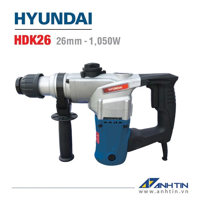 Máy khoan đục Hyundai HDK26 | Công suất 1.050W | Đường kính mũi khoan 13mm, mũi đục 26mm