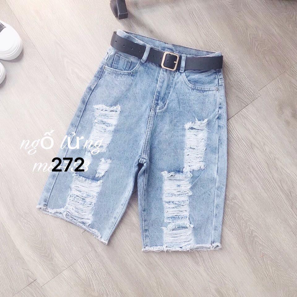 Quần Lửng Ngố Jeans Rách Cá Tính