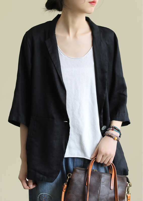 Áo vest Blazer Linen nữ tay lỡ 1 lớp, thiết kế 1 khuy, chất vải linen mềm mại, thời trang phong cách Nhật Bản