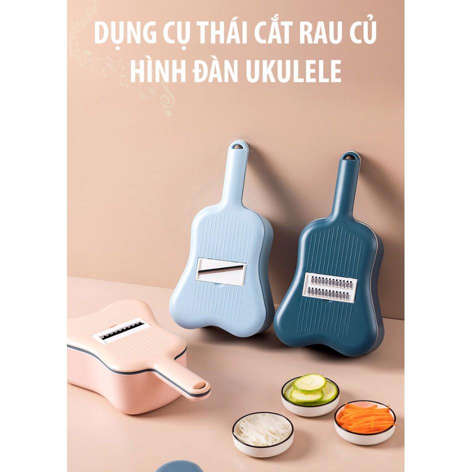 Dụng Cụ Thái Rau Củ Hình Đàn Ukulele - 6 lưỡi dao tùy ý - Cắt được nhiều kiểu - Home and Garden