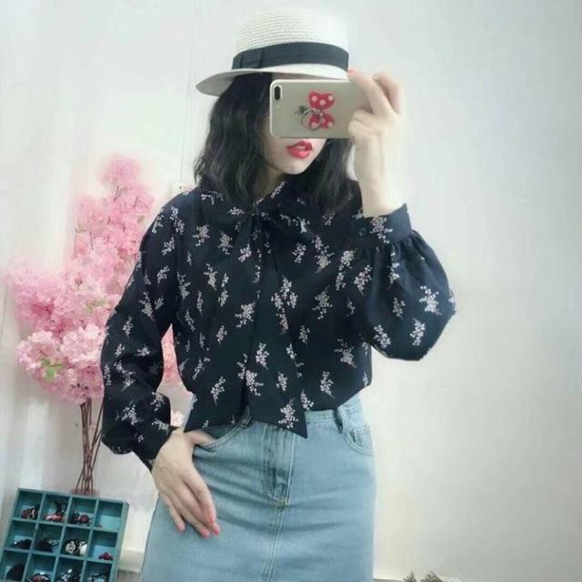 Sơ mi nơ hoa nhí vintage