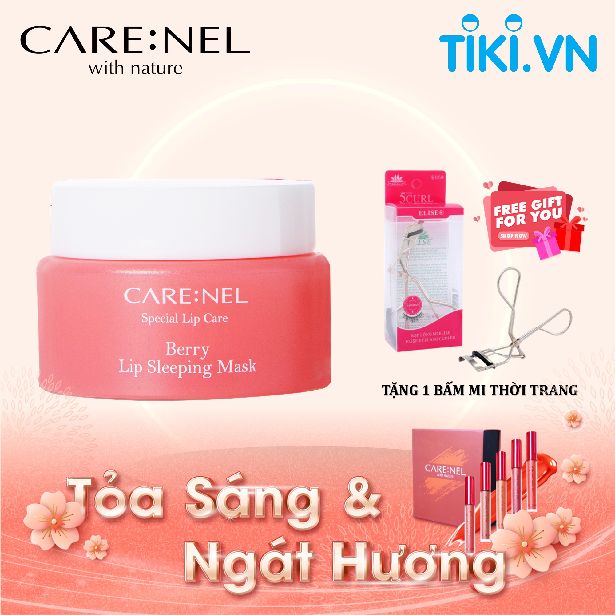 Mặt nạ ngủ môi Care:nel Lip Sleeping Mask dưỡng ẩm và tẩy tế bào chết 23g