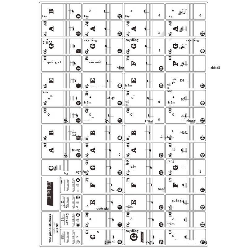 Nhãn dán quy mô đàn piano trong suốt chữ X-01Z thuận lợi nhất Nhãn dán phím đàn piano điện tử 37 phím 49/61/88 phím đàn piano điện