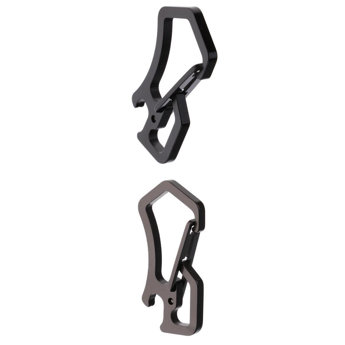 2 Pieces Carabiner Keychain Bottle Opener with Keyring Key Chain Corrosion Resistance Black Gray