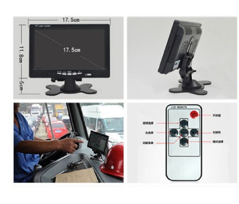 Màn Hình Camera Lùi,Lề 7 Inch Độ Phân Giải 1024X600P