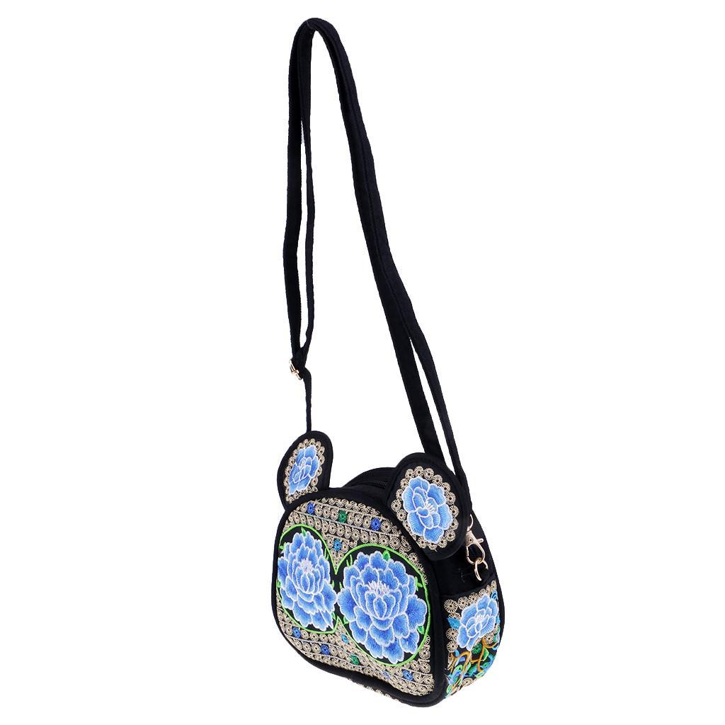 Peony Flower Embroidery Bag Retro Style Bag Embroidered Handbag Single Shoulder Female Shoulder Bag