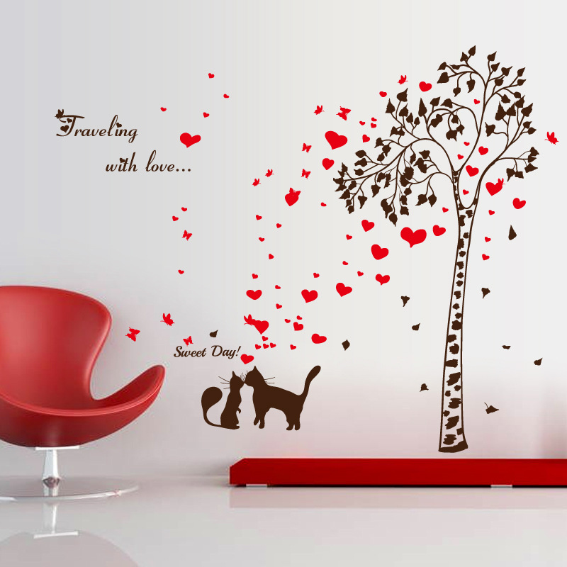 Decal dán tường love cat ZOOYOO SK9208