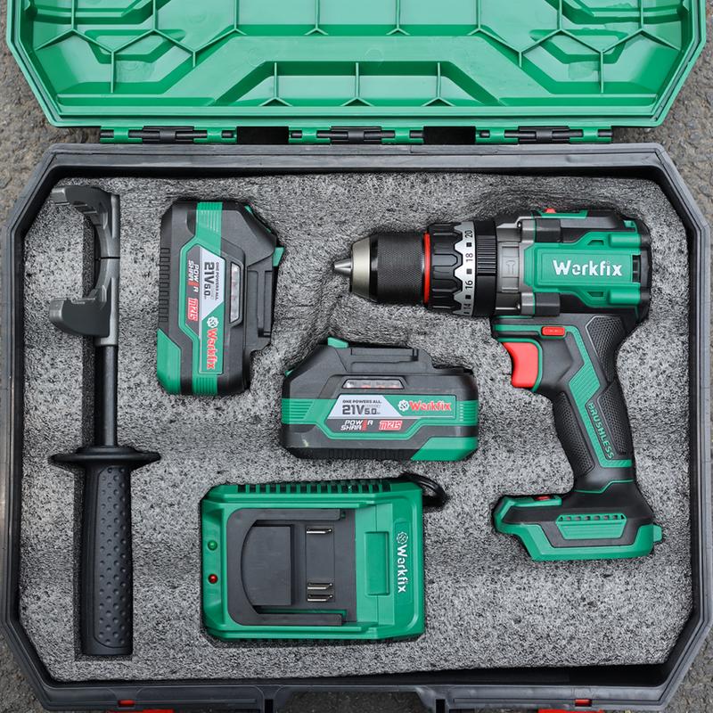 [Chống Lật Cổ Tay] Máy Khoan 3 Chức Năng 160N.m Workfix - ID160AK - Đầu Kẹp 13mm Auto Lock - Chống Lật Cổ Tay Anti Kickback  - Brushless Motor - Chân Pin Phổ Thông - 2 Pin 21V/5Ah PLUS - Có Tay Cầm Trợ Lực - Bảo Hành Chính Hãg 6 Tháng khoan không dây diy