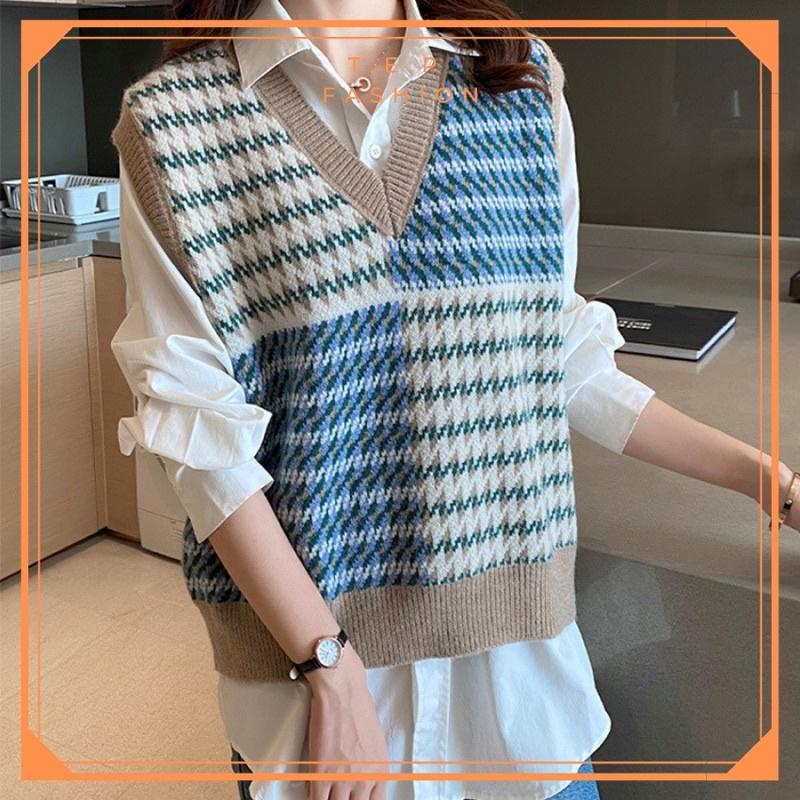 Áo Gile Len Nữ Chất Dày Dặn Phong Cách Hàn Quốc Hoạ Tiết Ziczac Siêu Xinh Tep Fashion GILE-ZICZAC02