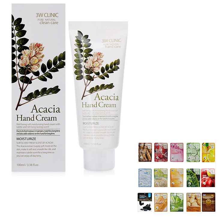 KEM DƯỠNG DA TAY 3W CLINIC MOISTURIZING ACACIA HAND CREAM + TẶNG MASK 3W BẤT KỲ