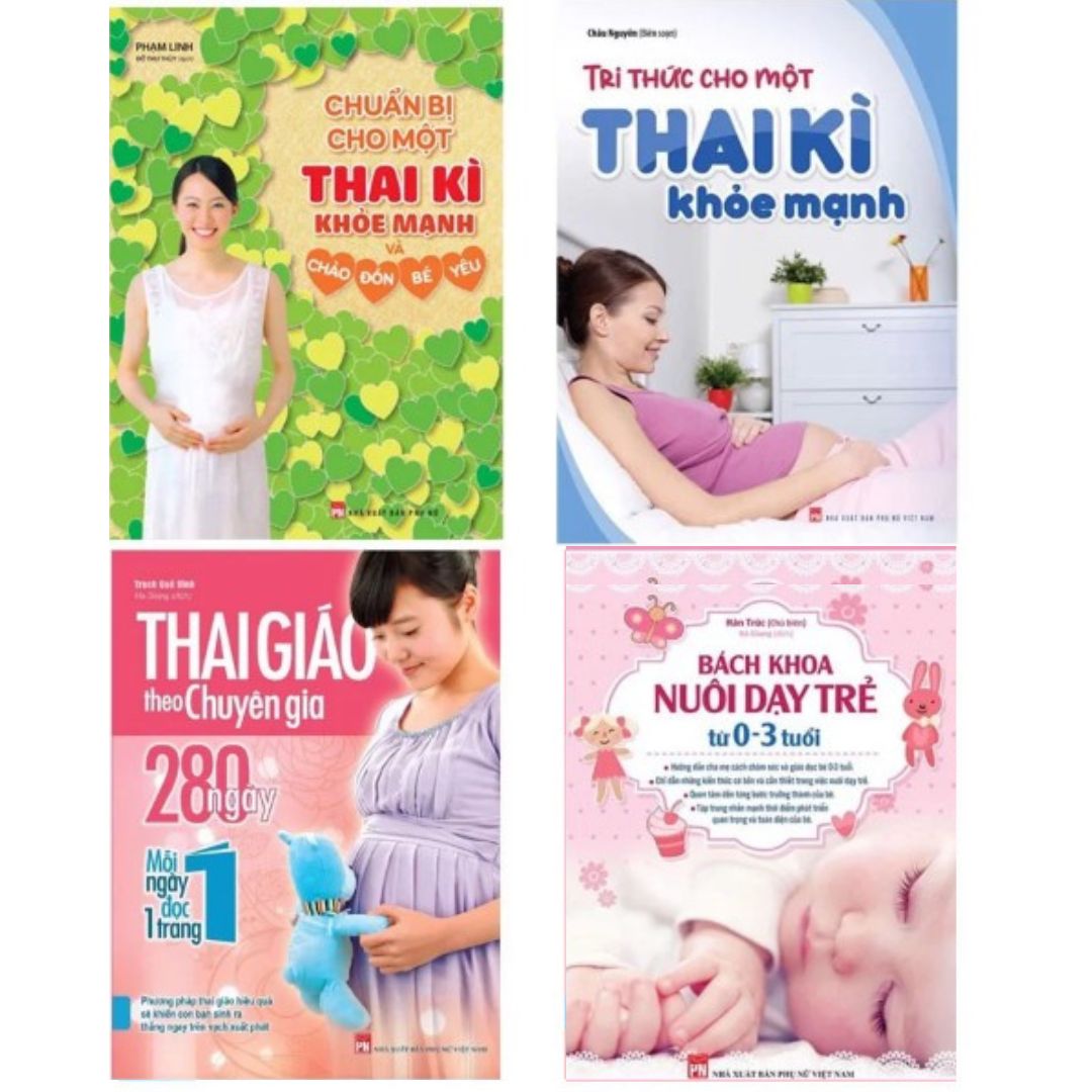 Hình ảnh Bookset: Chuẩn bị cho một thai kỳ khoẻ mạnh + Tri thức cho một thai kỳ khoẻ mạnh + Thai giáo theo chuyên gia 280 ngày + Bách khoa duôi dạy trẻ từ 0-3 tuổi