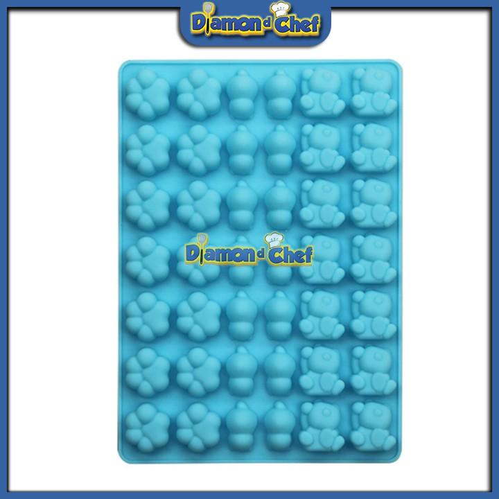 Khuôn Silicon Socola/Thạch 42 Bàn chân và Chú Gấu kèm ống bơm