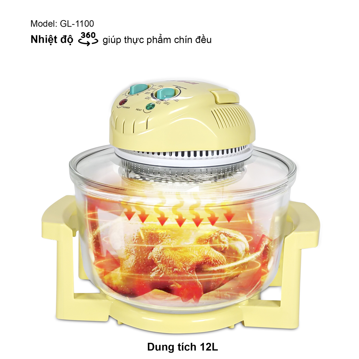 Lò nướng thủy tinh đa năng Gali GL-1110 17 lít 1300w, hàng chính hãng bảo hành 24 tháng, tặng kèm 10 phụ kiện tiện lợi.