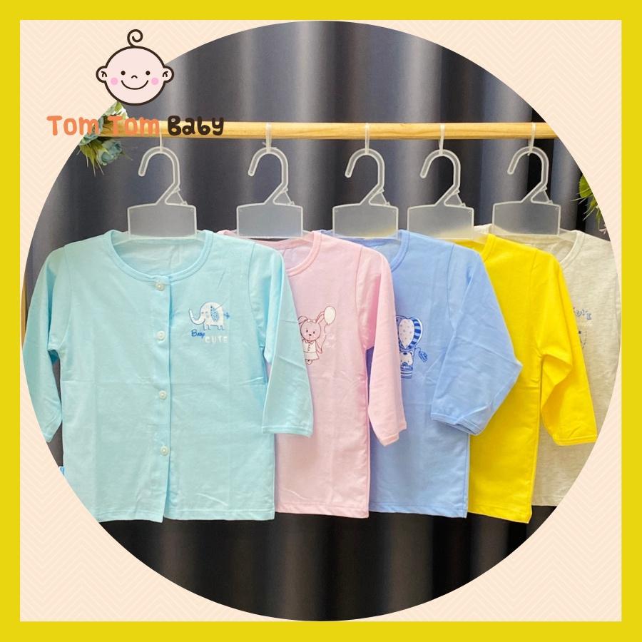 COMBO 10 Áo sơ sinh tay Dài cài Giữa Màu Thái Hà Thịnh - Chất vải cotton 100% mềm, mịn, thoáng mát, chất lượng