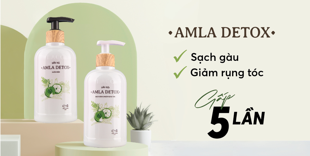 Dầu Gội Amla Detox Laco - Sạch Gàu & Ngừa Rụng Tóc, Hiệu Quả Gấp 5 Lần