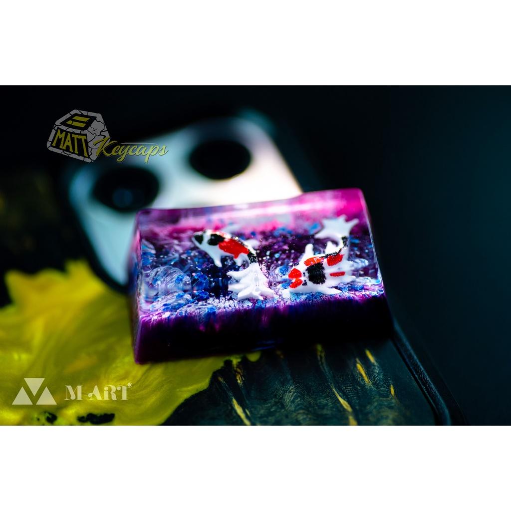 Keycap cá koi 2U trang trí bàn phím cơ (tone đỏ đen, tím)