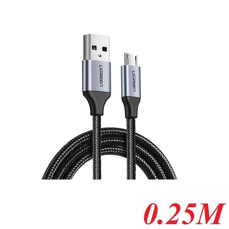 Ugreen UG60144US290TK 0.25M màu Đen Cáp sạc truyền dữ liệu USB 2.0 sang MICRO USB vỏ dây bọc lưới - HÀNG CHÍNH HÃNG