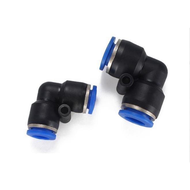 Cút góc khí nén phun sương PV, đầu nối nhanh góc khí nén gắn ống khí PU