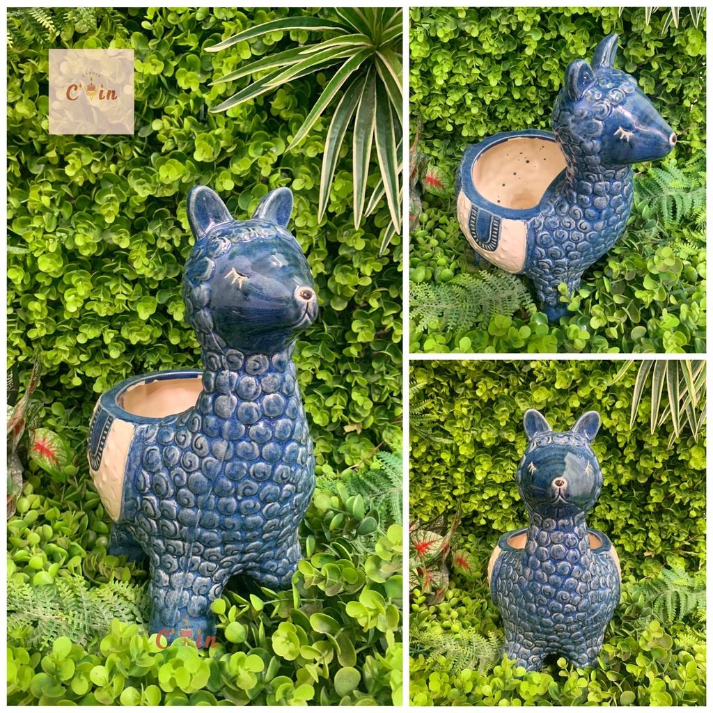 Chậu Hươu Cao Cổ, Lạc Đà, Nai dễ thương - Chậu trồng cây, trồng Sen Đá - Decor, trang trí sân vườn- Gốm Xuất Khẩu