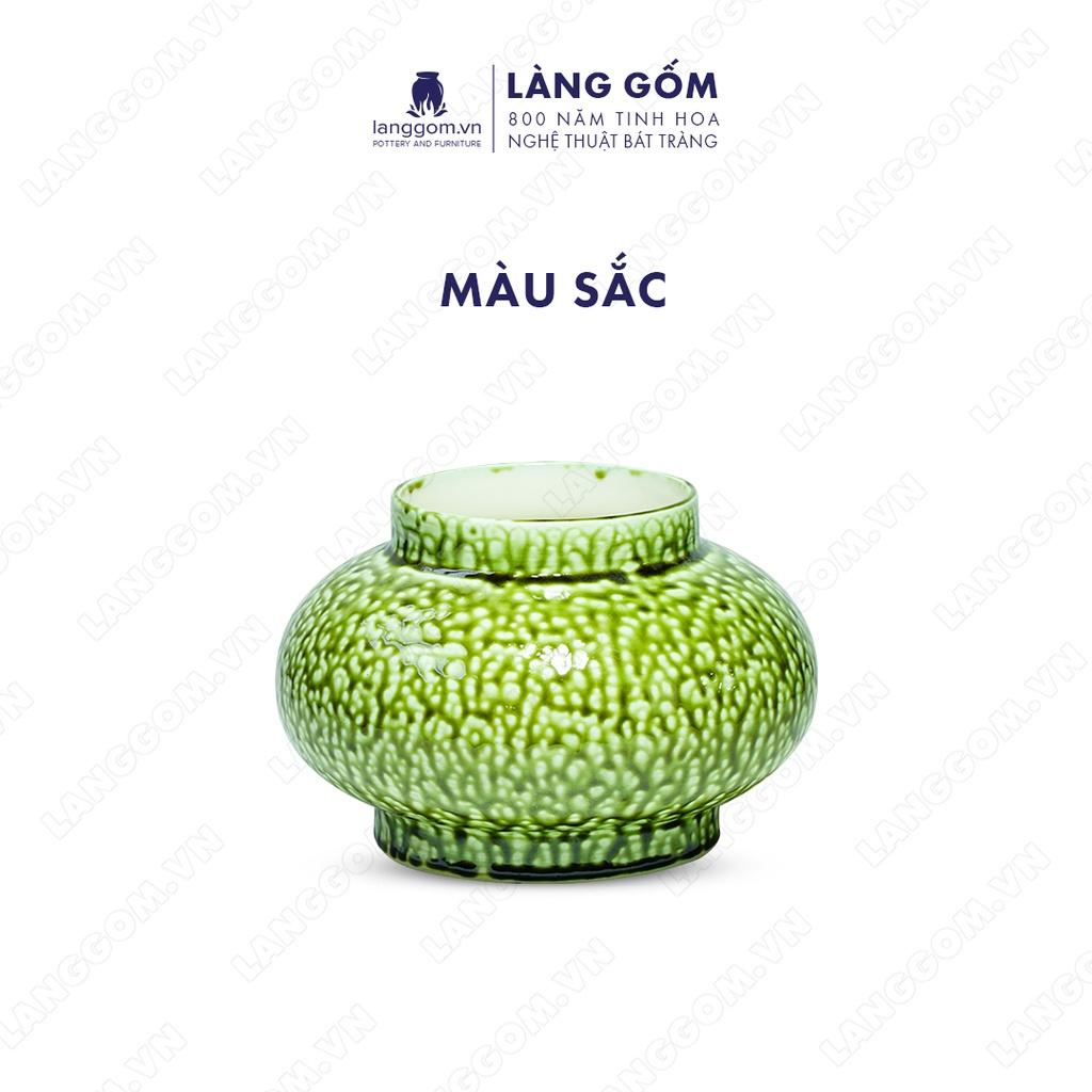 Bình hoa, lọ hoa Gốm sứ Bát Tràng cao cấp Men chảy lồng đèn thấp dùng làm quà tặng, trang trí - Làng Gốm Bát Tràng