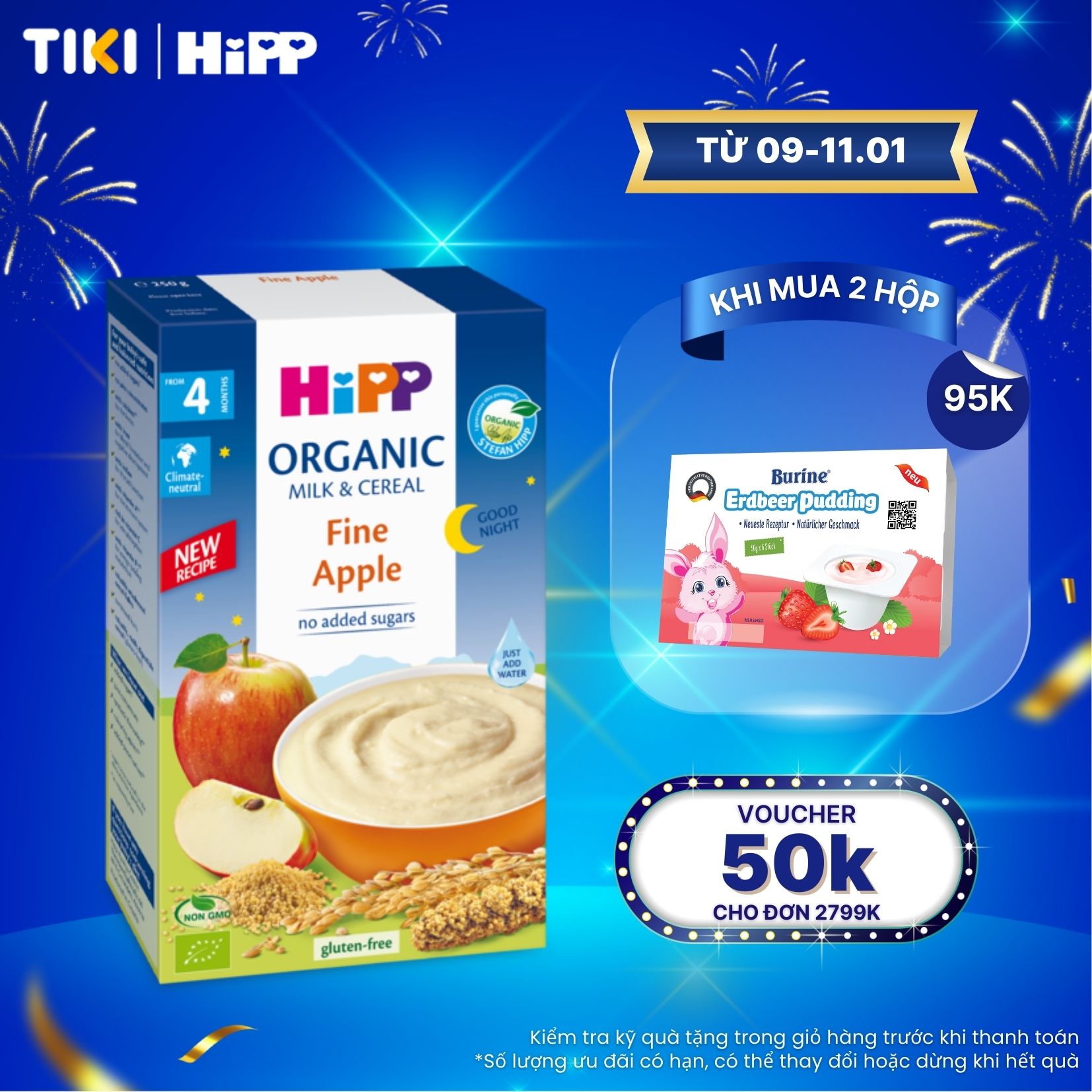 Bột ăn dặm dinh dưỡng Sữa, Chúc ngủ ngon táo tây HiPP Organic 250g