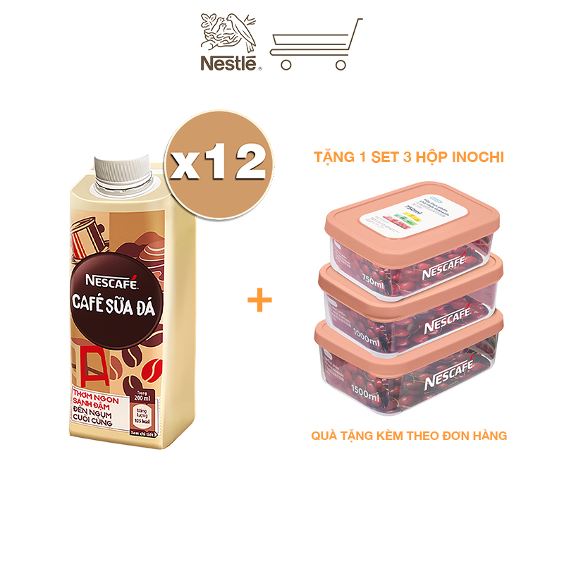 Lốc 12 cà phê uống liền Nescafé cà phê sữa đá
