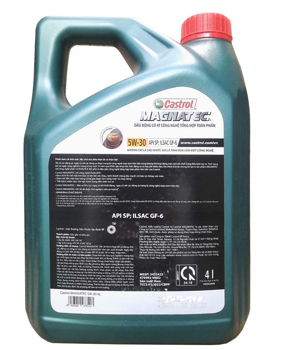 Dầu nhớt cho động cơ ô tô Castrol Magnatec, SAE 5W-30, SP, (Can 4 lít)