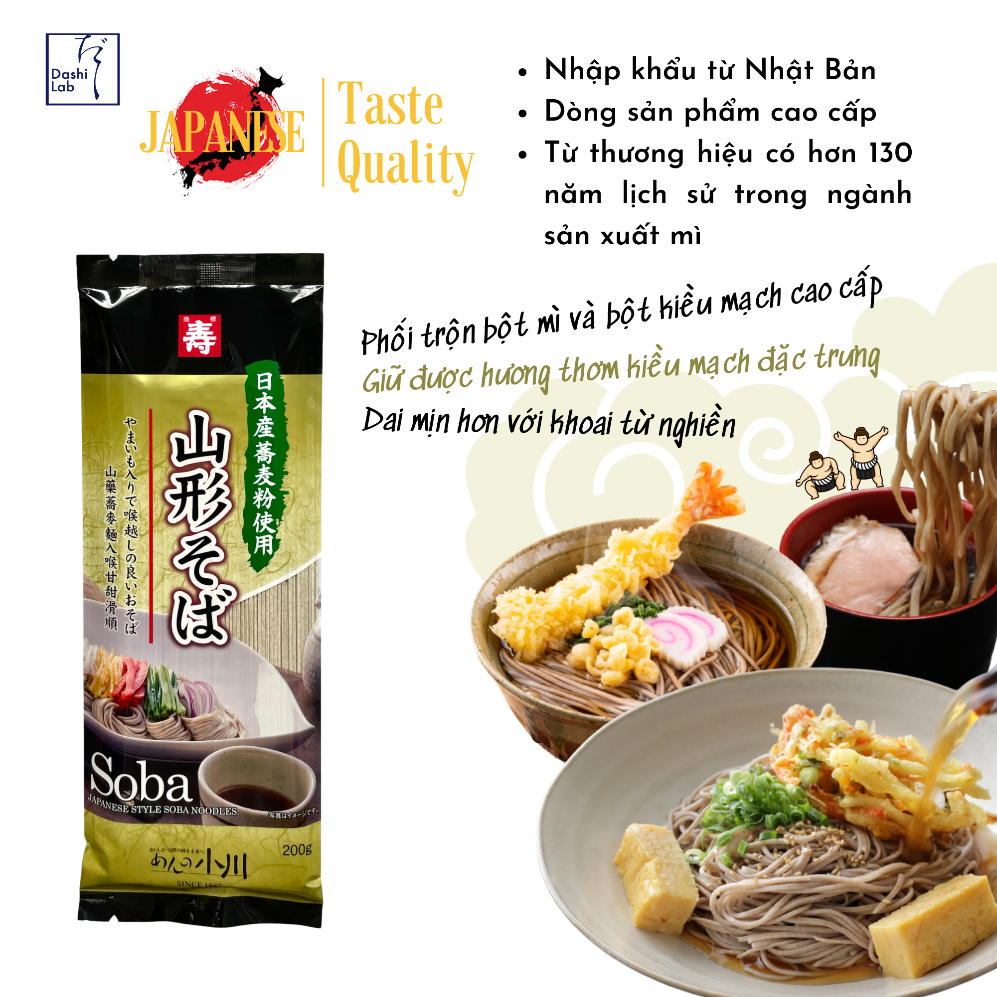 Mì Soba kiều mạch truyền thống Nhật Bản cao cấp Ogawa Seimen 200g