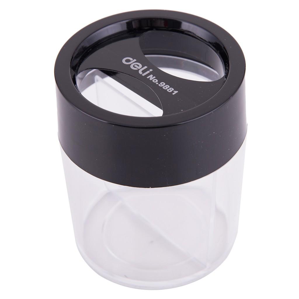 Hộp đựng ghim Nam Châm Hít φ58*75MM Deli, Đen/Xanh - 1 hộp - E9881