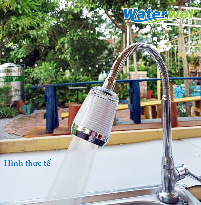 Vòi lọc nước Waterwel PF-200 Hàn Quốc dùng cho bồn rửa chén, bồn rửa mặt - Loại bỏ tạp chất, vi khuẩn, clo dư, rỉ sét - Đã bao gồm 3 lõi lọc - Tăng áp lực nước - Hàng nhập khẩu