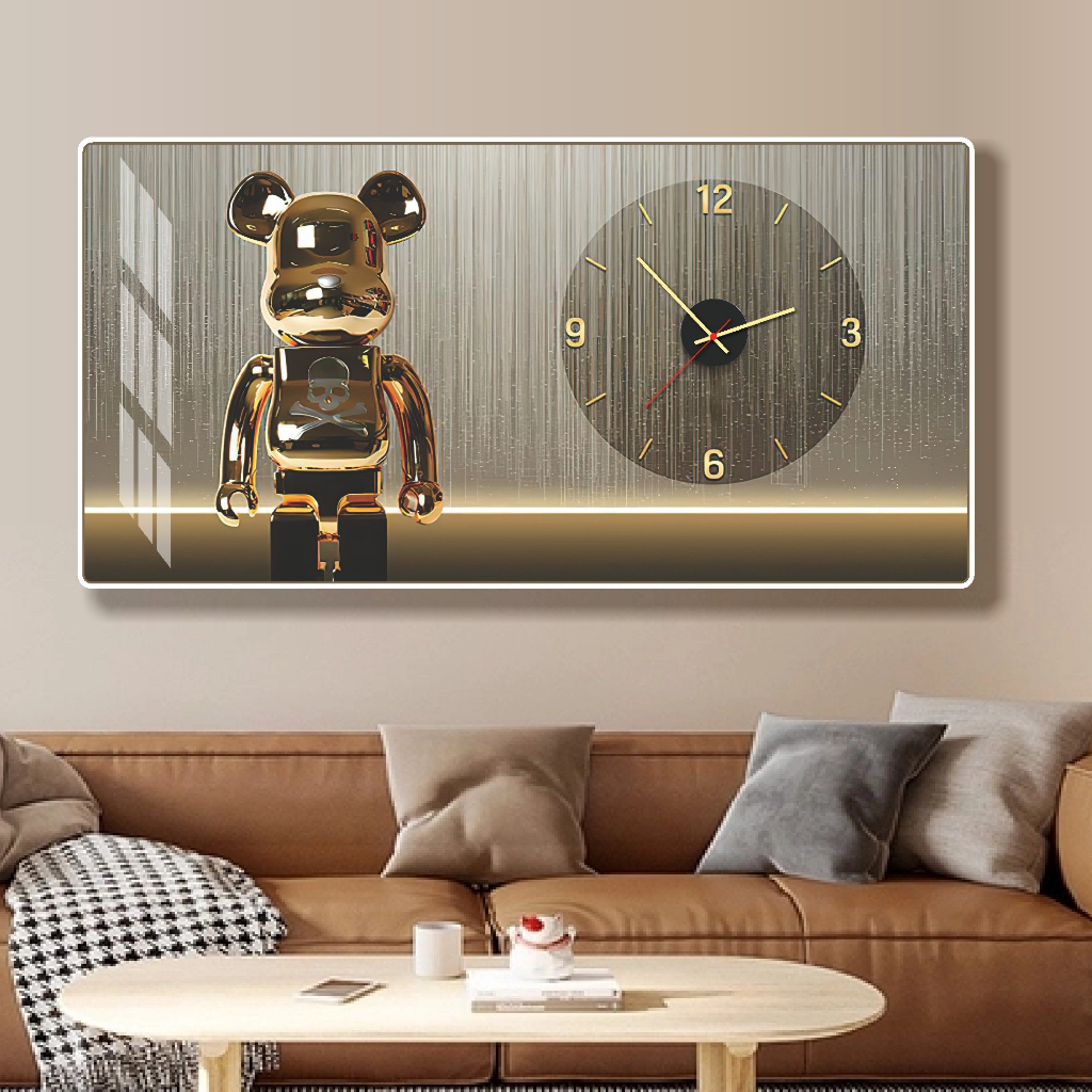 TRANH ĐỒNG HỒ TRÁNG GƯƠNG GẤU BEARBRICK TẶNG KÈM ĐINH VÀ PIN